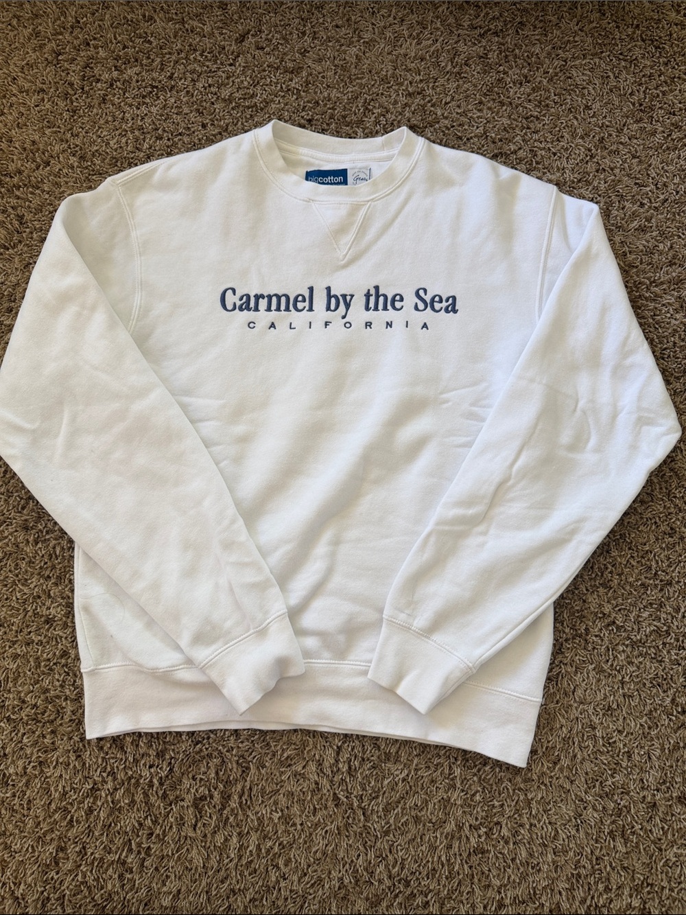 Gear For Sports White Crewneck Sweatshirt with Navy "Carmel by the Sea" Print